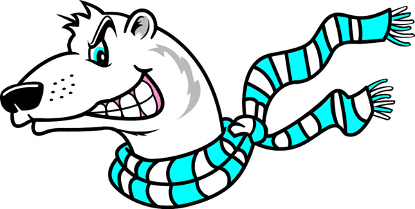 Polar Bear mascot full color vinyl sports sticker. Customize on line. Polar Bear head 1